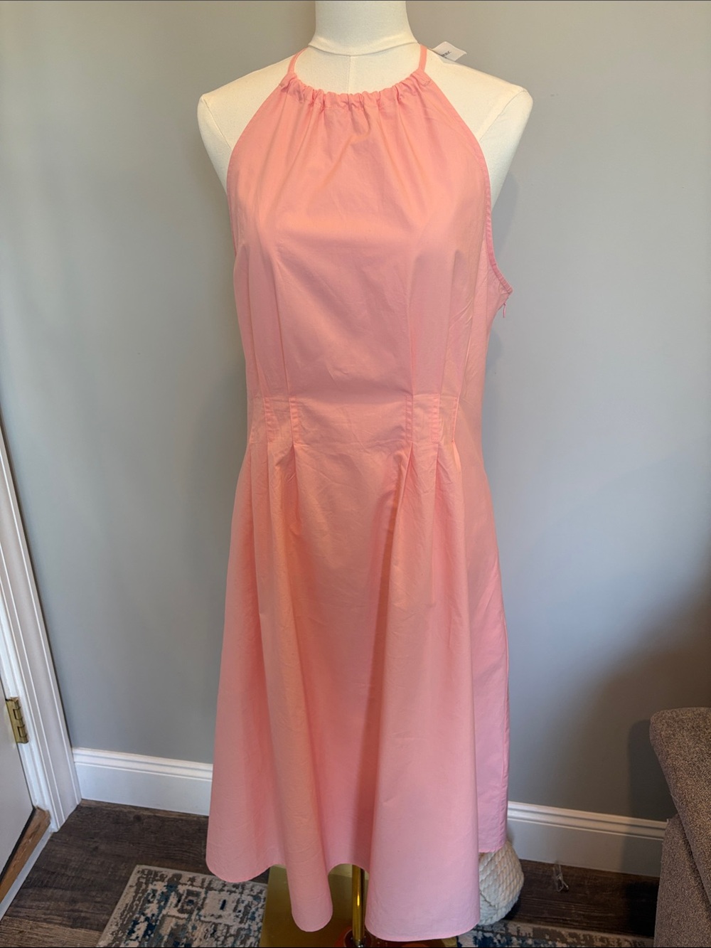 NWT Banana Republic Blush Peach/Pink Halter Midi Dress | Size 14 | Pockets